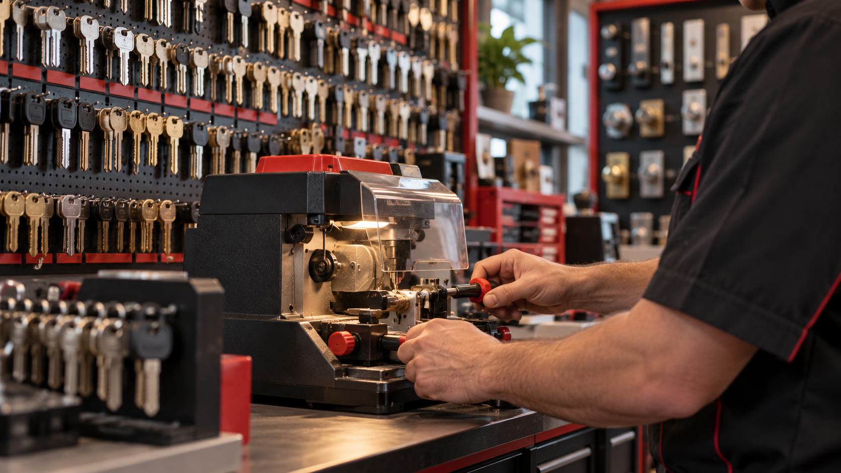 Professional key cutting equipment at A & E Locksmiths